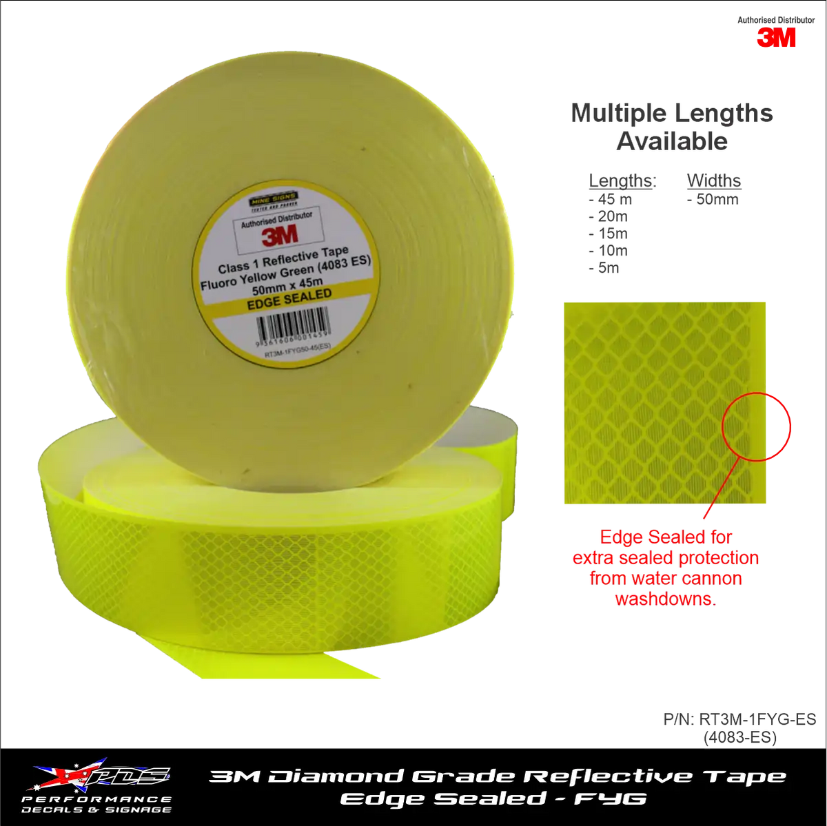 3M Diamond Grade Class 1 FYG Edge Sealed Reflective Tape 4083-ES