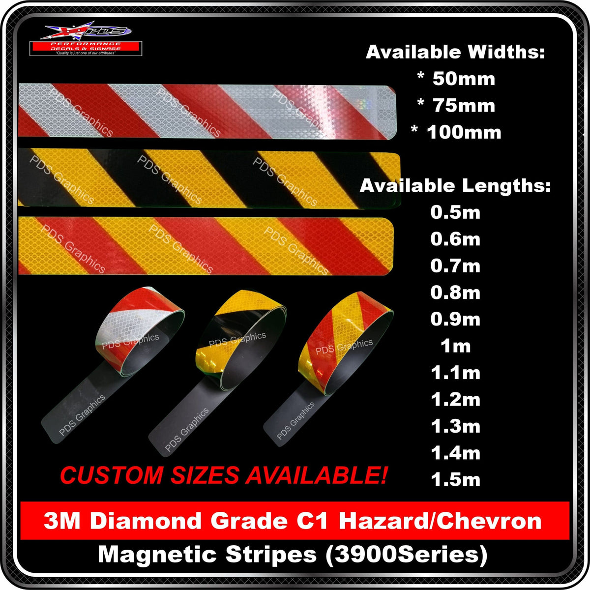 3M Diamond Grade C1 Hazard/Chevron Magnetic Stripes (3900Series)