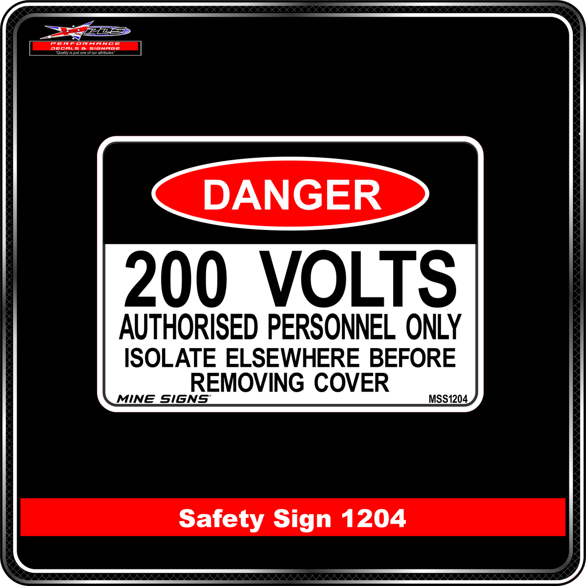 200 Volts Isolate elsewhere before removing cover (Info Label 1204)