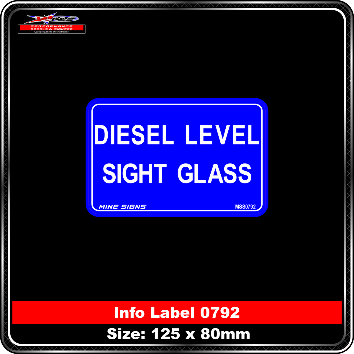 Diesel Level Sight Glass (Info Label 0792) 80 x 125 mm