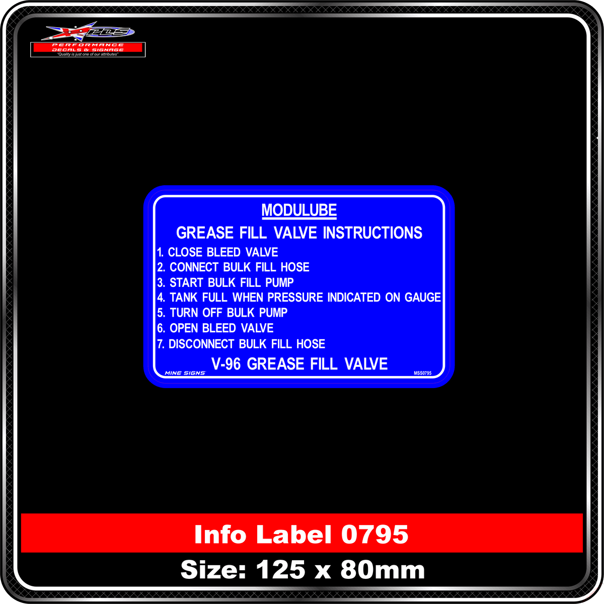 Modulube, Grease Fill Valve Instructions (Info Label 0795)