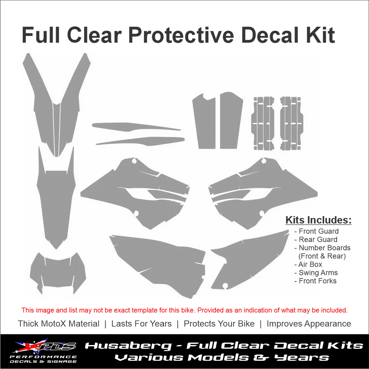 Motorbike Clear Protective Decals Husaberg