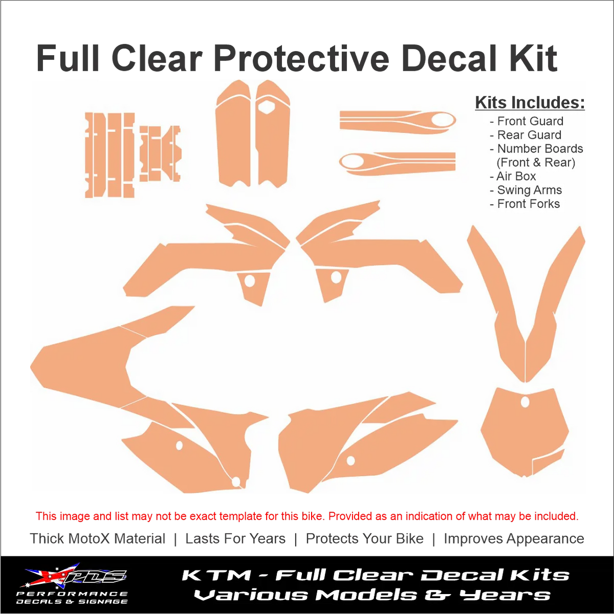 Motorbike Clear Protective Decals KTM