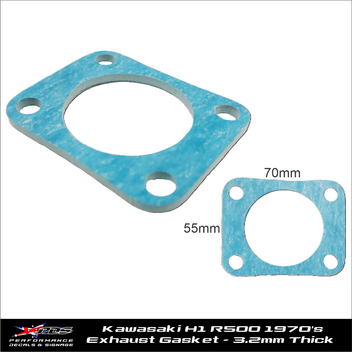 Gasket - Kawasaki H1 R500 1970's Exhaust Gasket - (55x75mm) 3.2mm