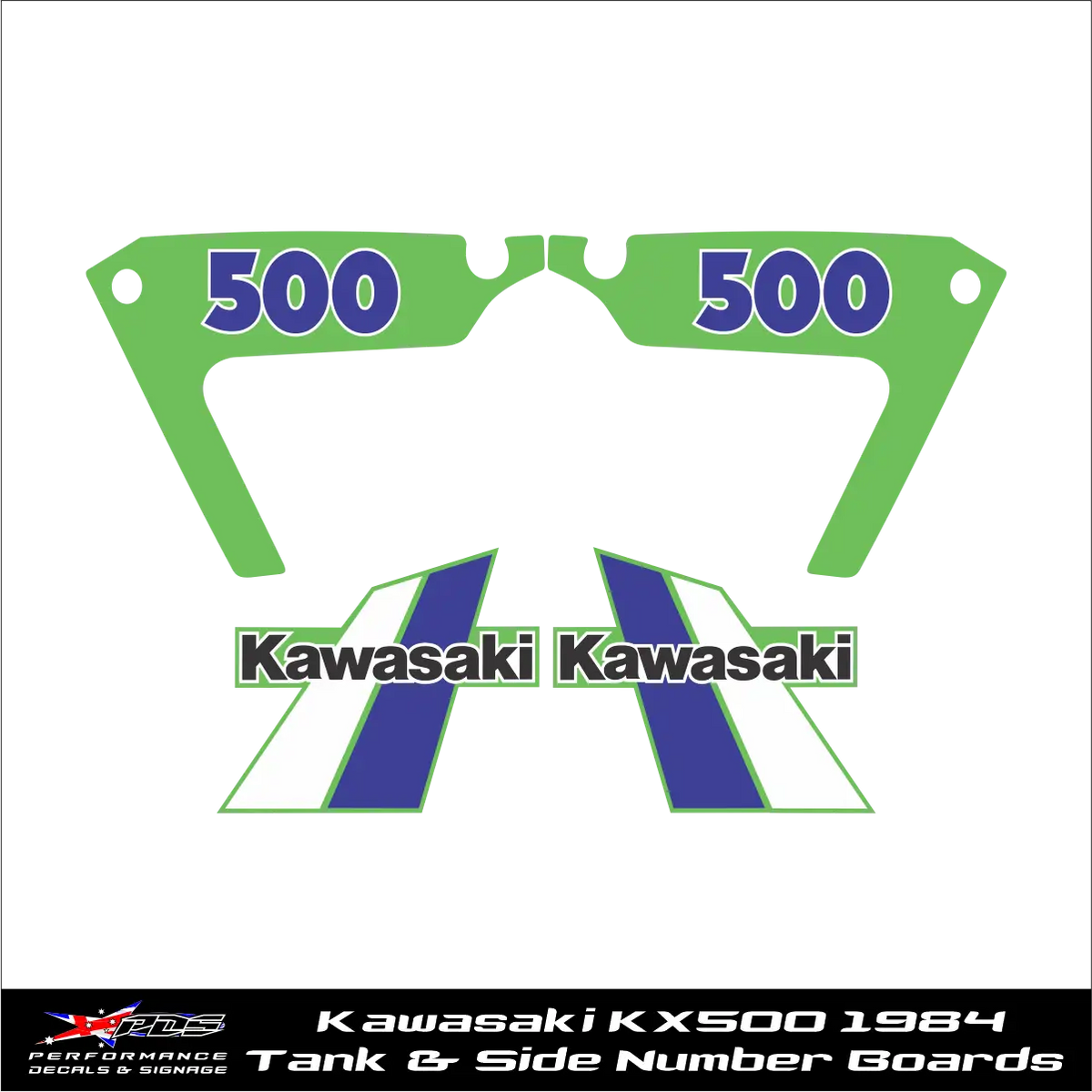 Kawasaki KX500 1984 Tank and Side Number Boards