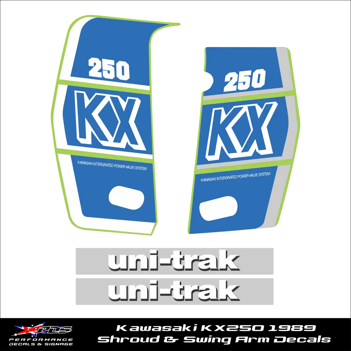 Kawasaki KX250 1989 Shroud and Swing Arm Decals