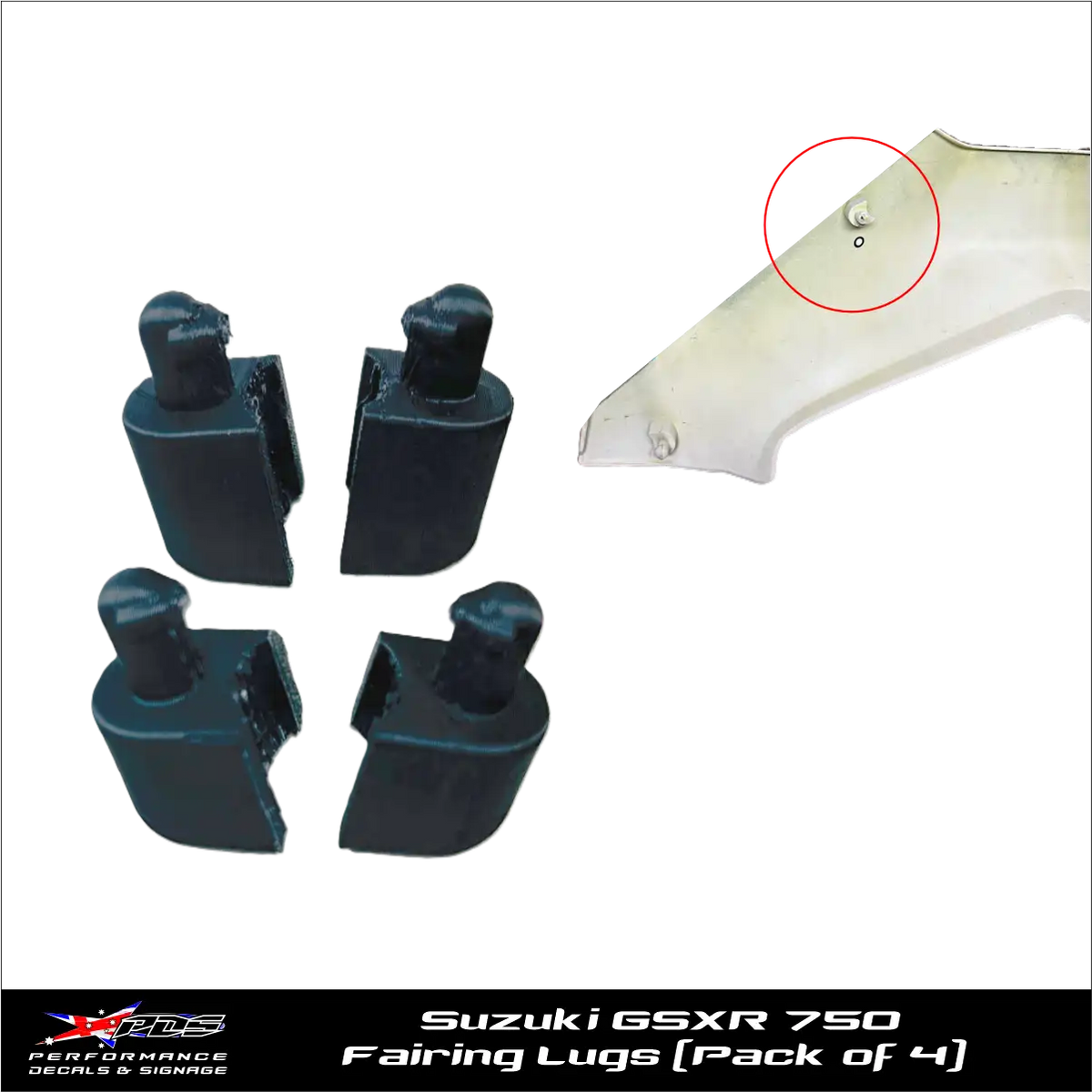 Suzuki RGV 1100 1988+ Set of 4 Fairing Lugs for Rear Ductail