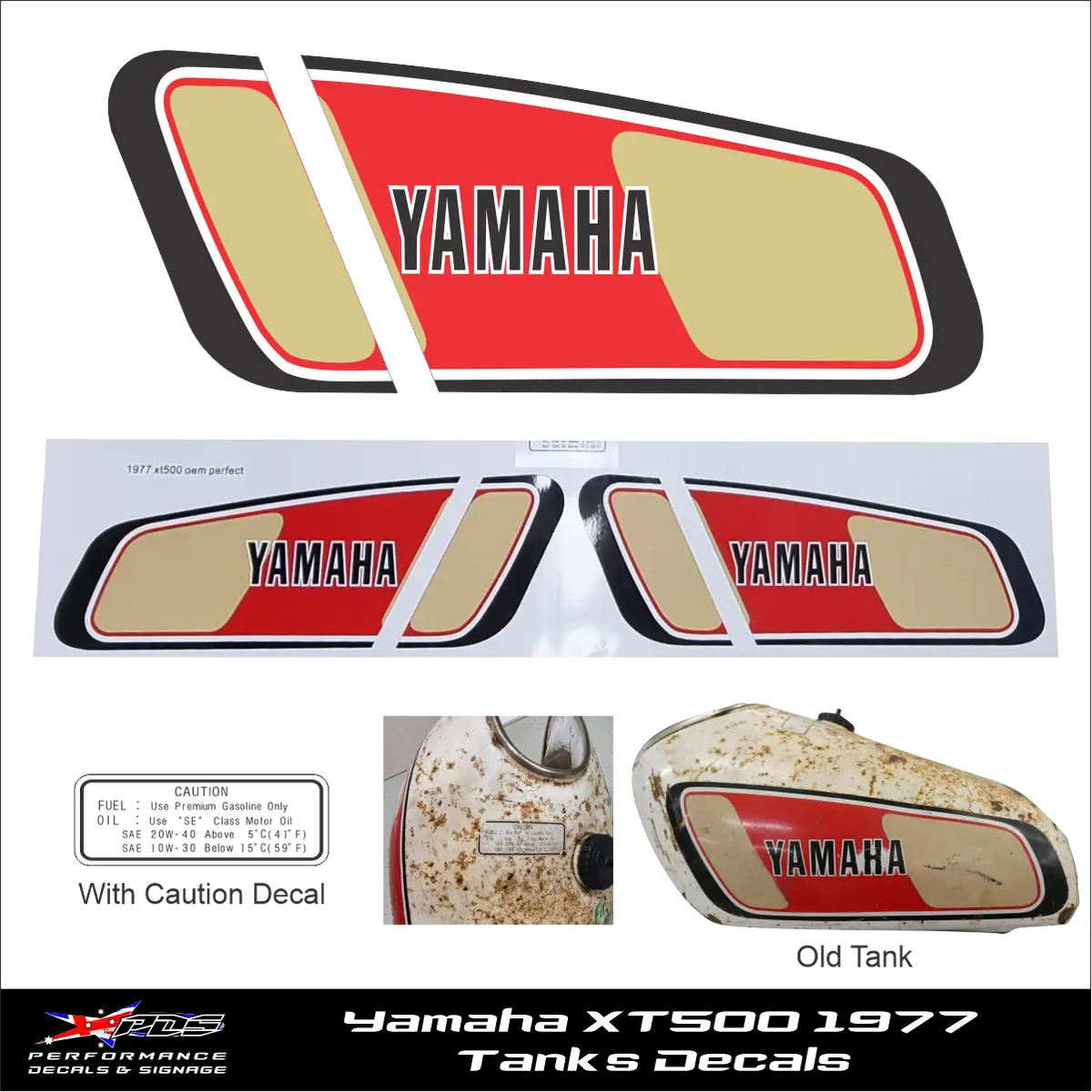 Yamaha XT500 1977 Tank Decals