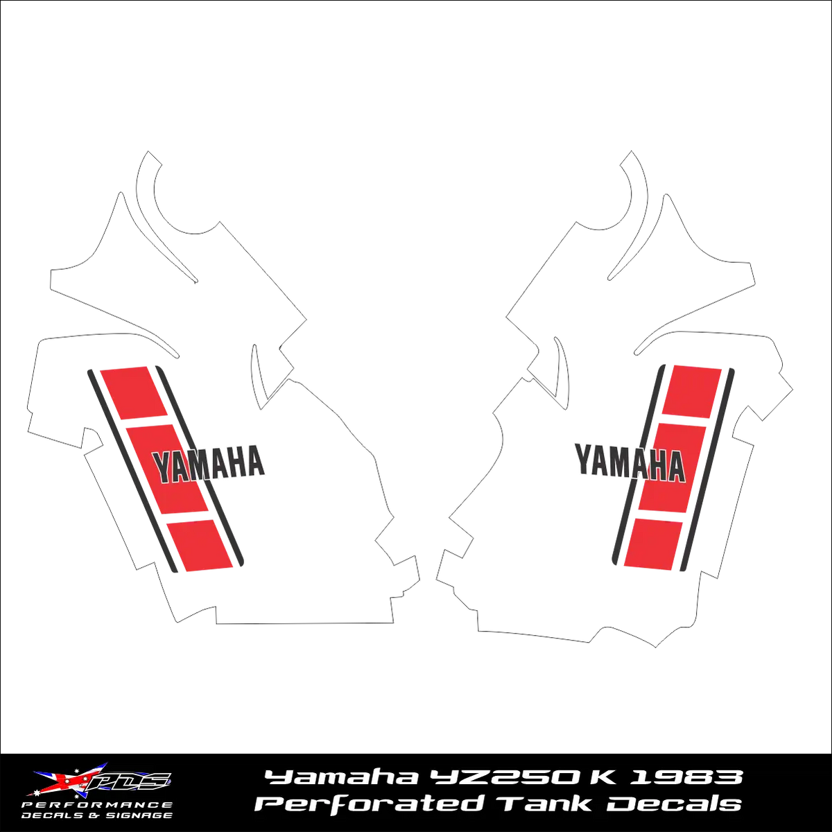 Yamaha YZ250 K 1983 Tank Decals Non Perforated
