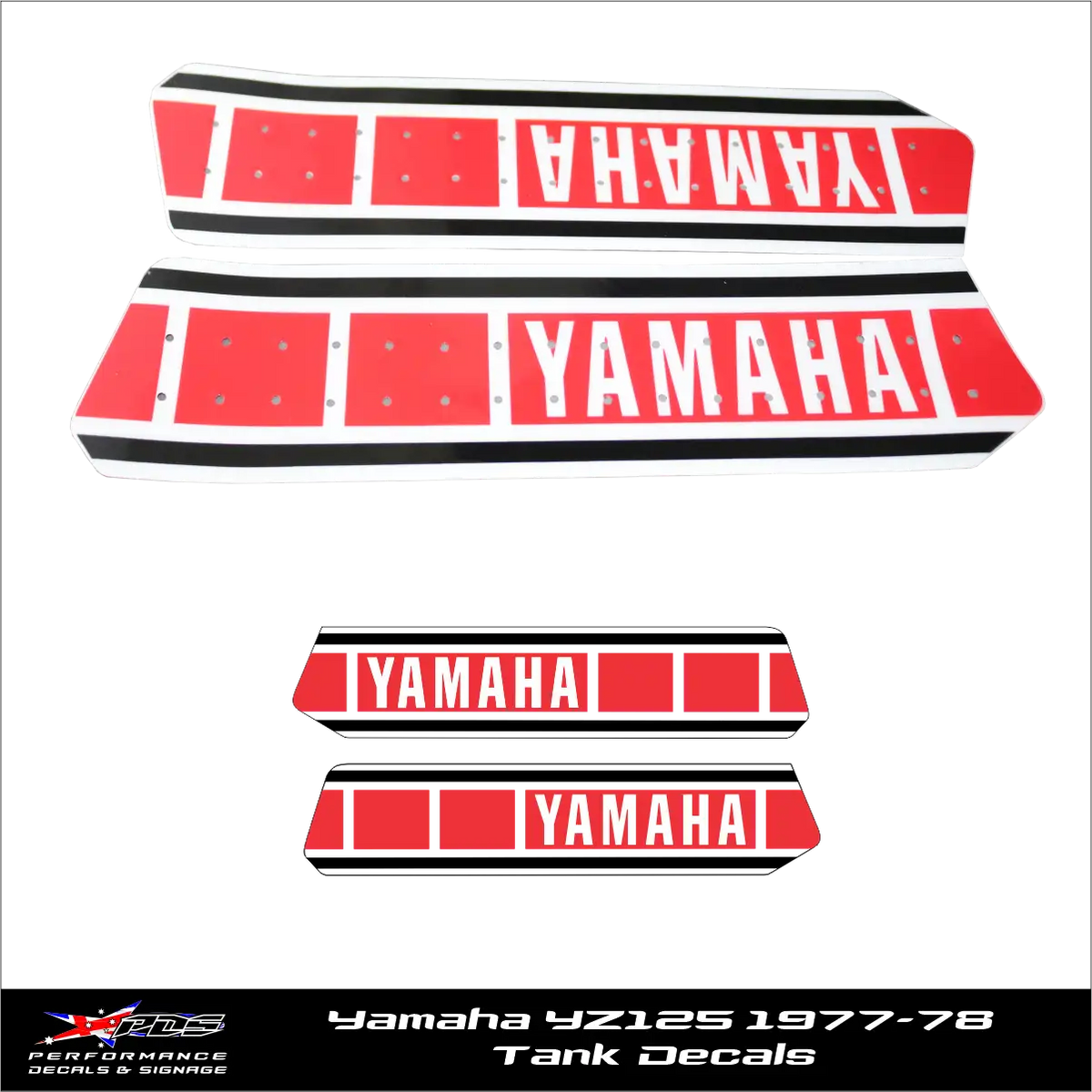 Yamaha YZ125 Tank Decals - 1977-78 Perforated