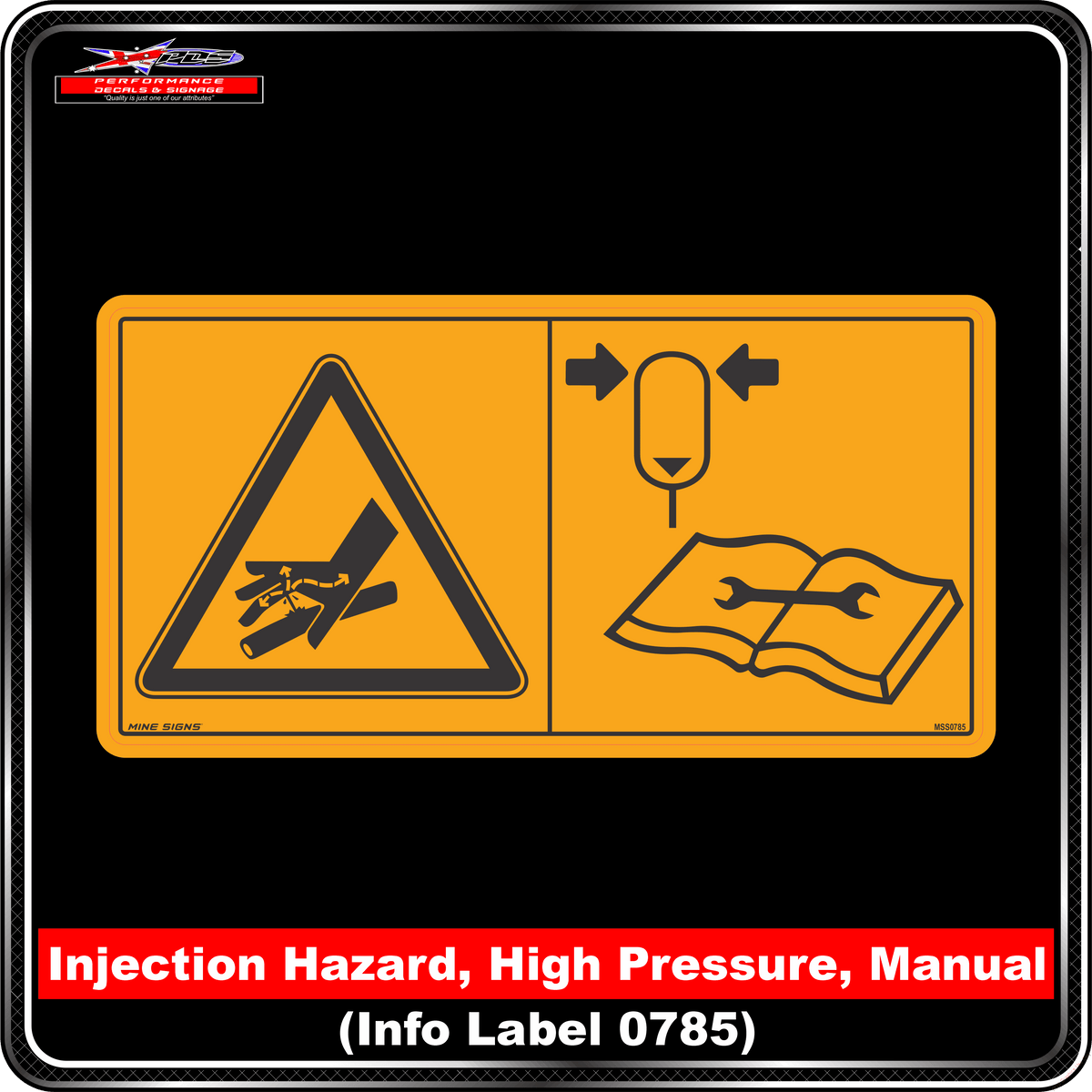 IMAGES: Injection Hazard, High Pressure, Manual (Info Label 0785) 100 x 200 mm