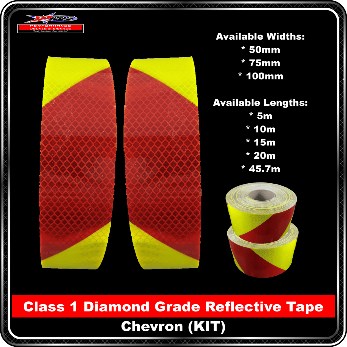 3M Fluoro FYG/Red reflective Tape Class1 Chevron Reflective Tape - KIT