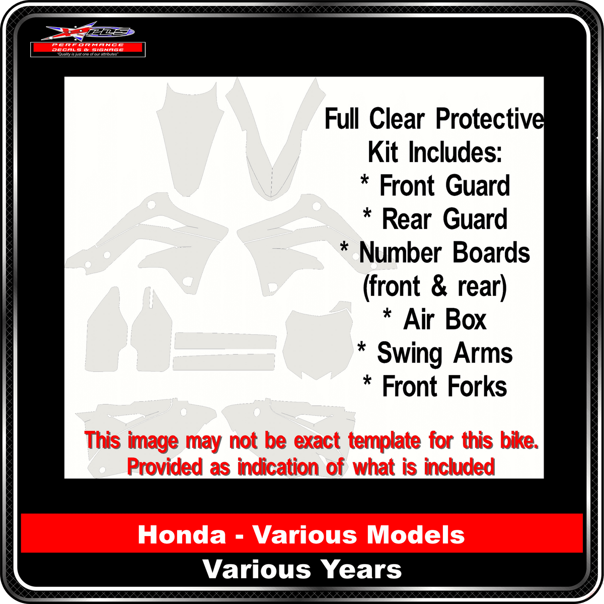 Motorbike Clear Protective Decals Honda