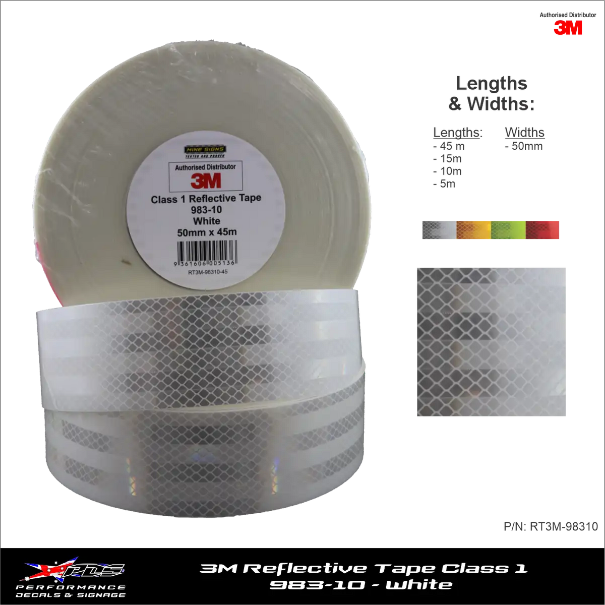 3M White (983-10) Diamond Grade Class 1 Reflective Tape