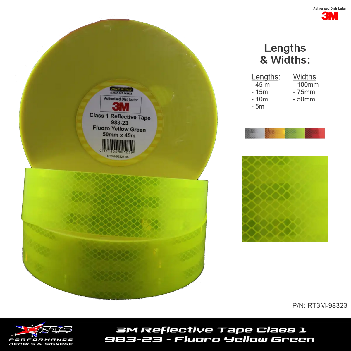 3M Fluoro Yellow Green (983-23) Diamond Grade Class 1 Reflective Tape