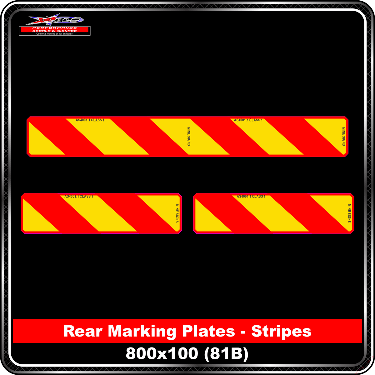 Truck Rear Marking Plates - CAT 81B Stripes