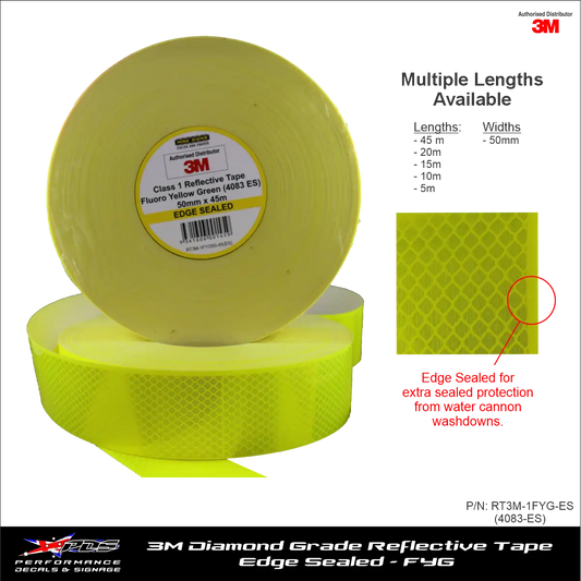 3M Diamond Grade Class 1 FYG Edge Sealed Reflective Tape 4083-ES