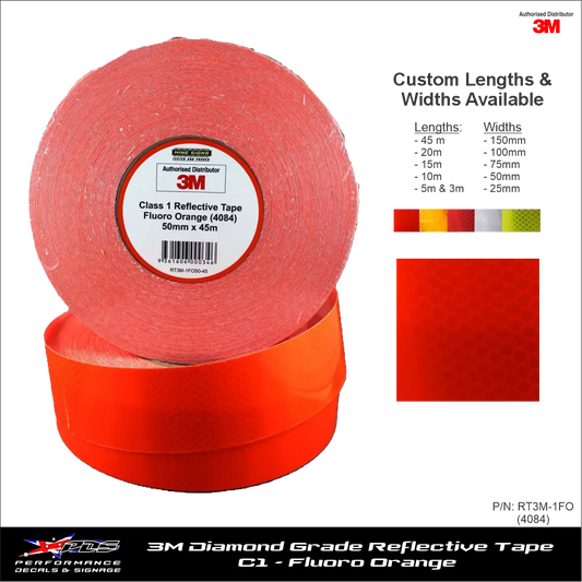 3M Diamond Grade Class 1 Fluoro Orange Reflective Tape 4084