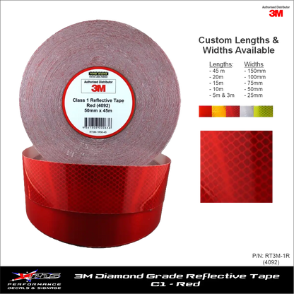 3M Diamond Grade Class 1 Red Reflective Tape 4092