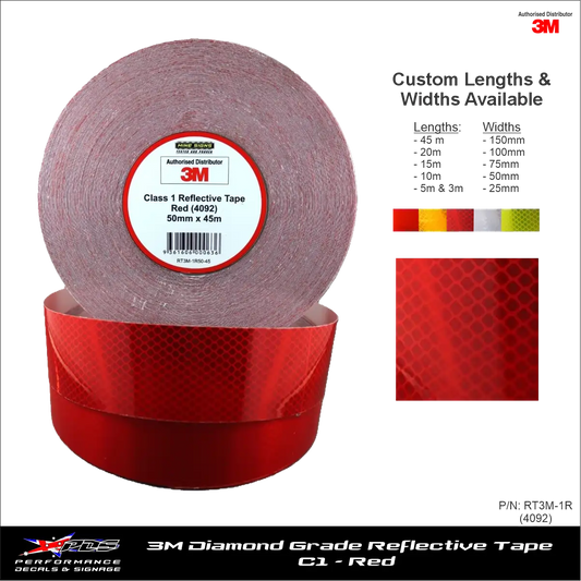 3M Diamond Grade Class 1 Red Reflective Tape 4092