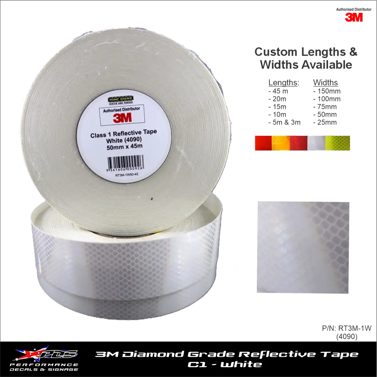 3M Diamond Grade Class 1 White Reflective Tape 4090