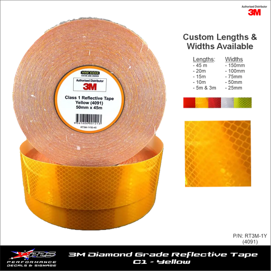 3M Diamond Grade Class 1 Yellow Reflective Tape 4091