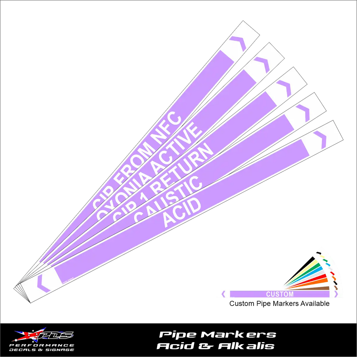 Acid and Alkalis pipe marker label - Violet Purple
