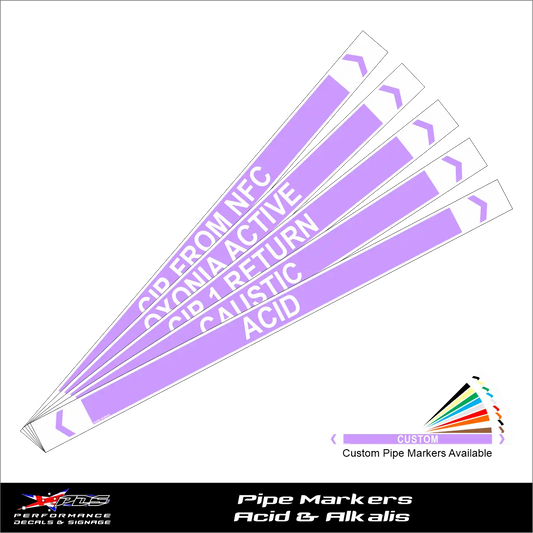Acid and Alkalis pipe marker label - Violet Purple