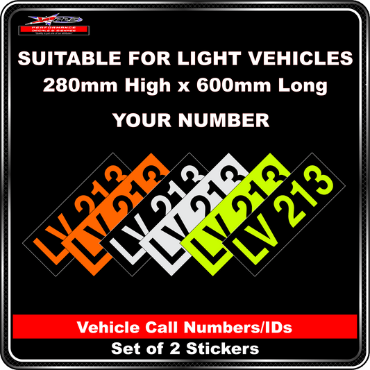 Hi Vis Light Vehicle Call Number/ID Class 1 (Set of 2 Stickers)