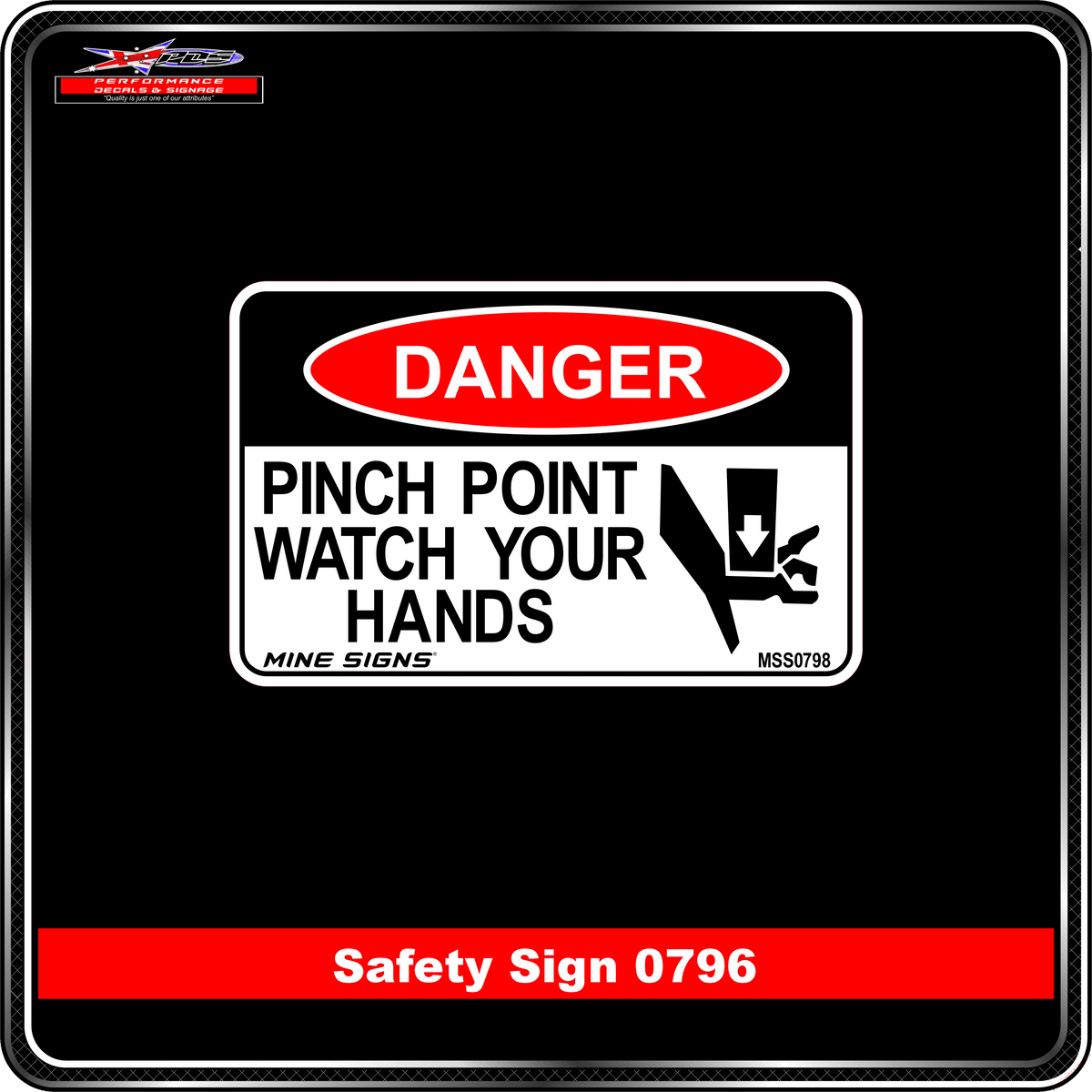 DANGER Pinch point watch your hands (Info Label 0798)