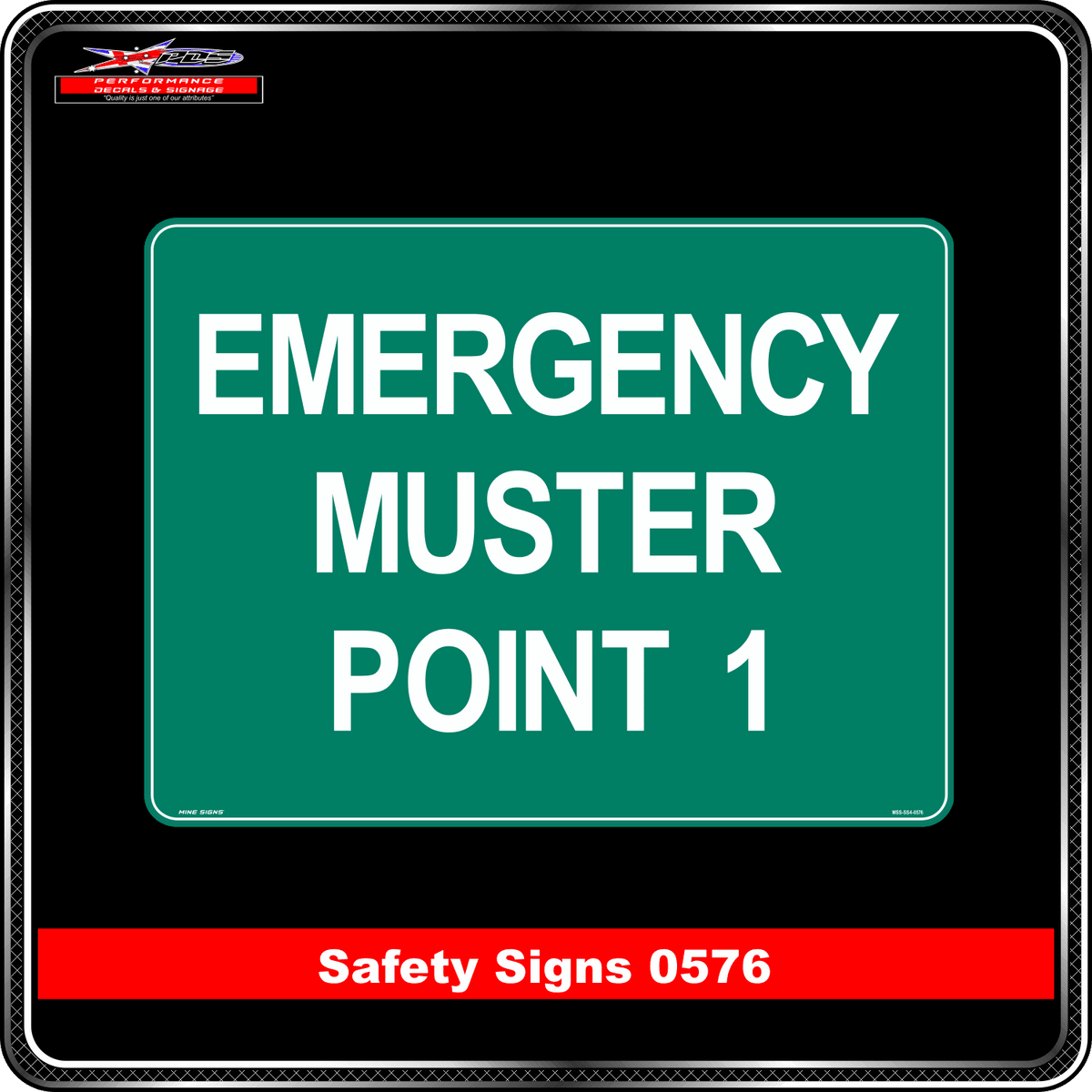 Emergency Emergency Muster Point 1 (Safety Sign 0576)