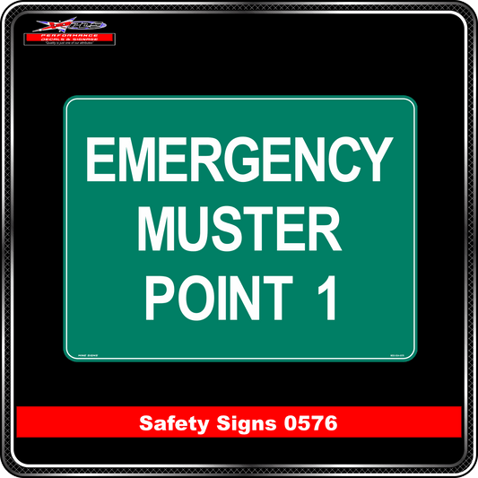 Emergency Emergency Muster Point 1 (Safety Sign 0576)