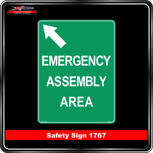 Emergency Assembly Area (Arrow Ahead Left) (Safety Sign 1767)