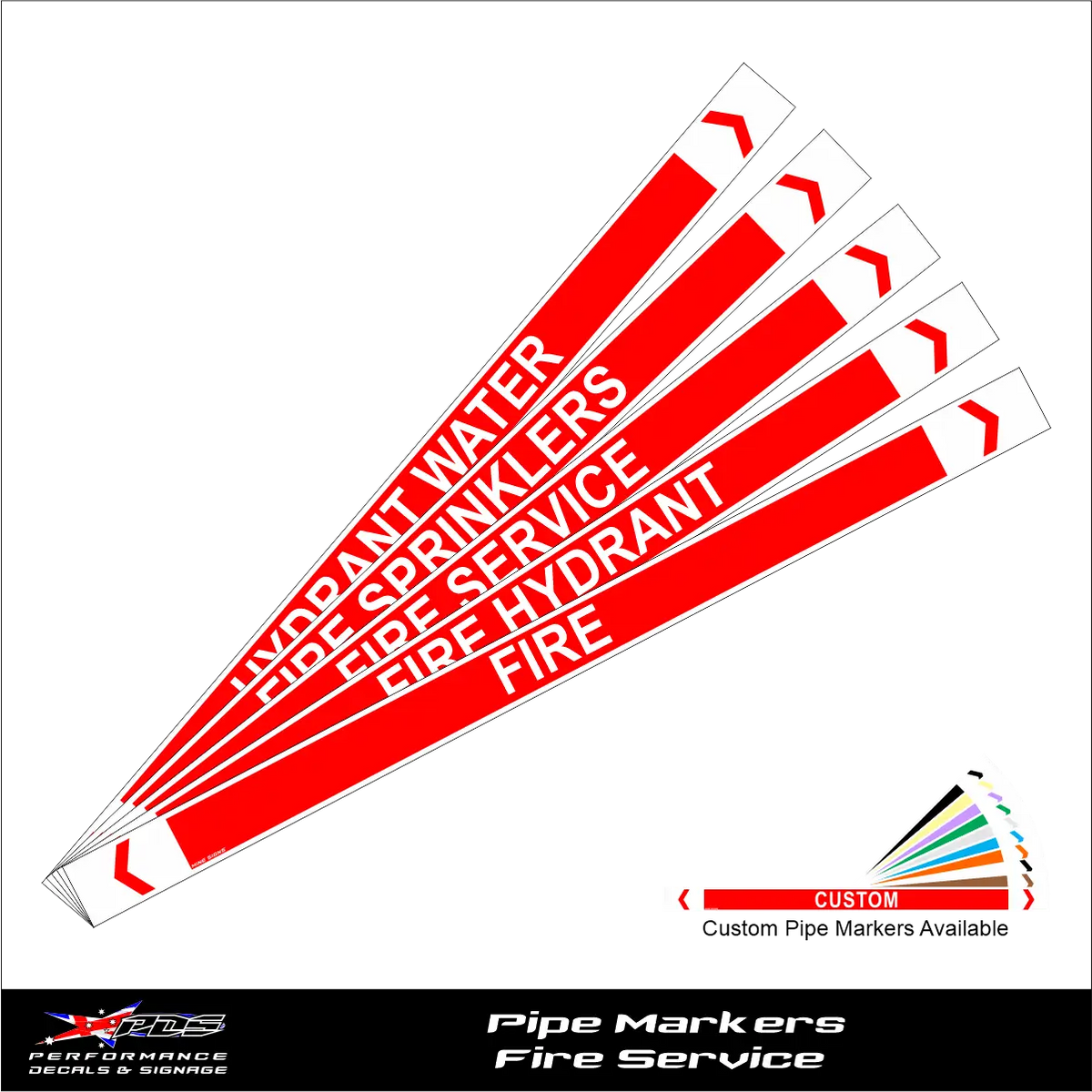 Fire pipe marker label - Red