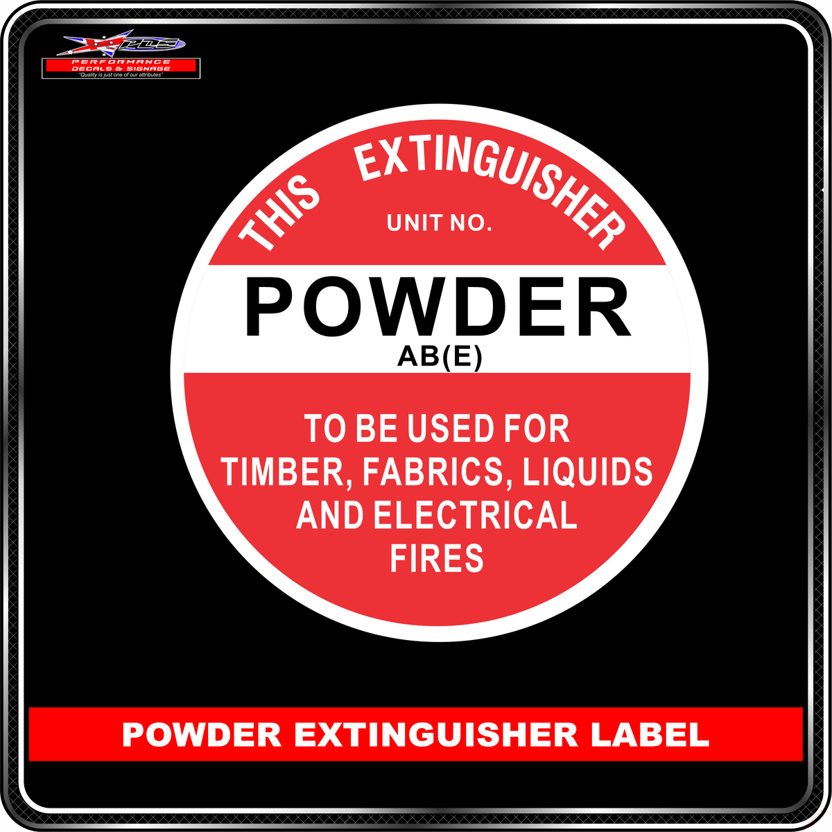 Powder Fire Extinguisher Label (2559) (Powder AB(E))