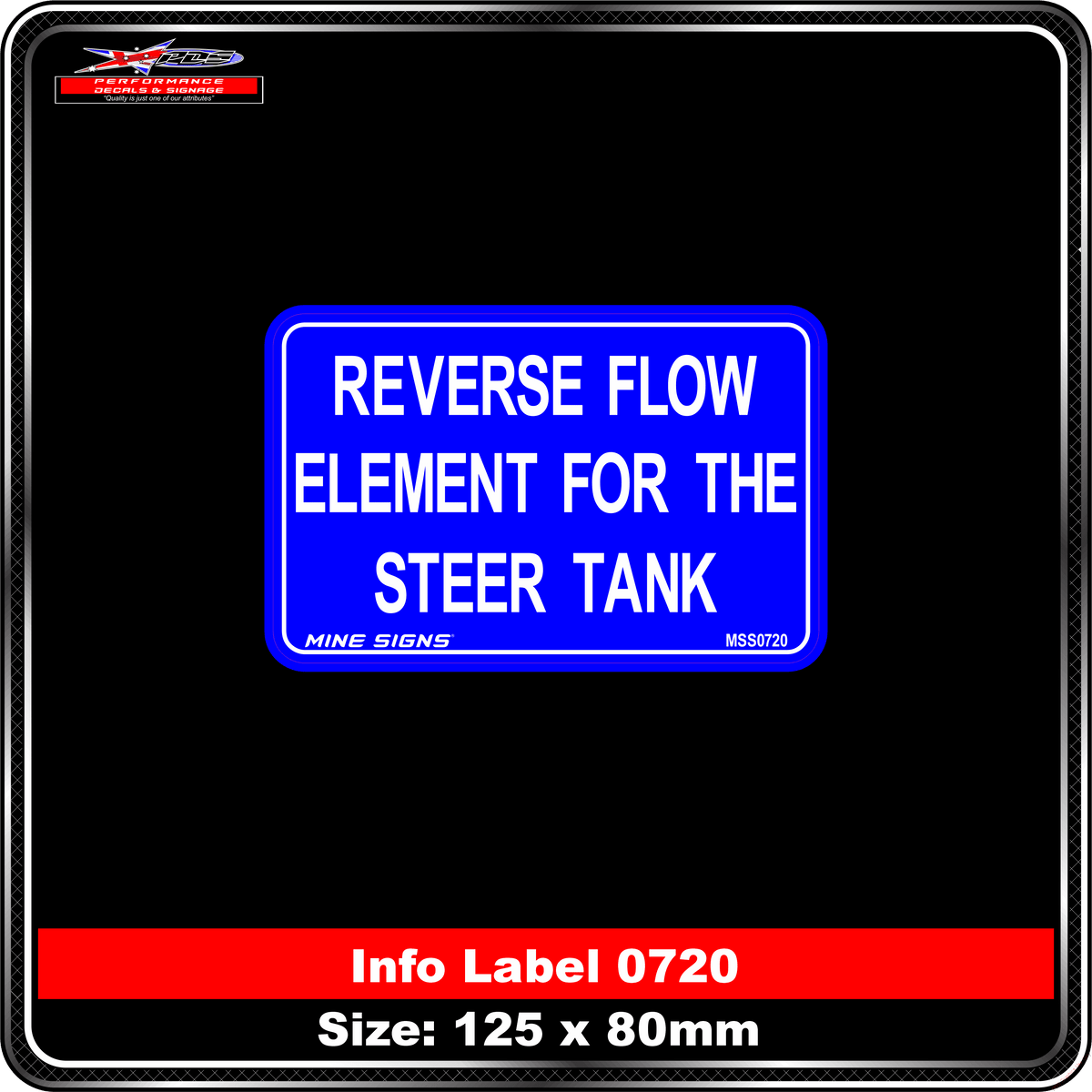 Reverse Flow Element for the steer Tank (Info Label 0720) 80 x 125 mm