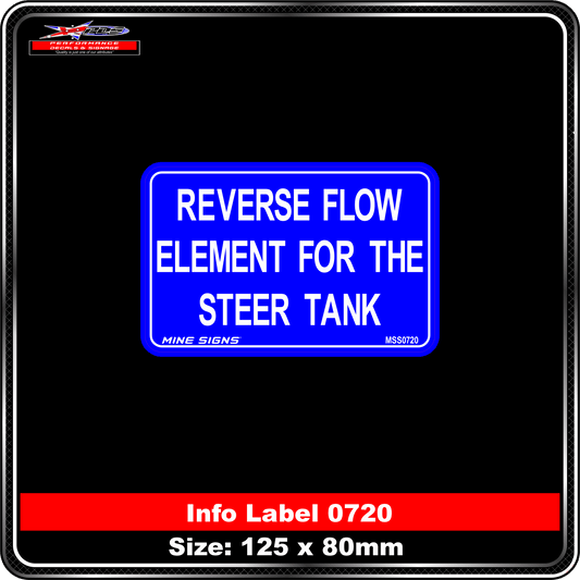 Reverse Flow Element for the steer Tank (Info Label 0720) 80 x 125 mm