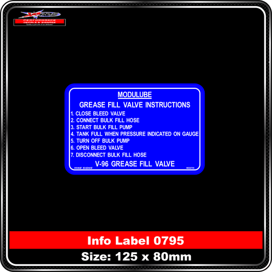 Modulube, Grease Fill Valve Instructions (Info Label 0795)