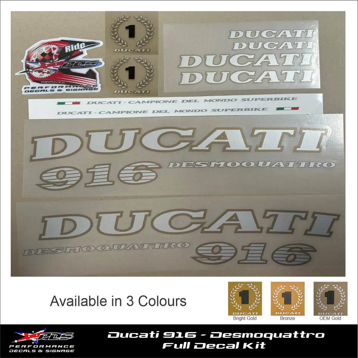 Ducati Desmoquattro 916 Decal Kit - Various Colours