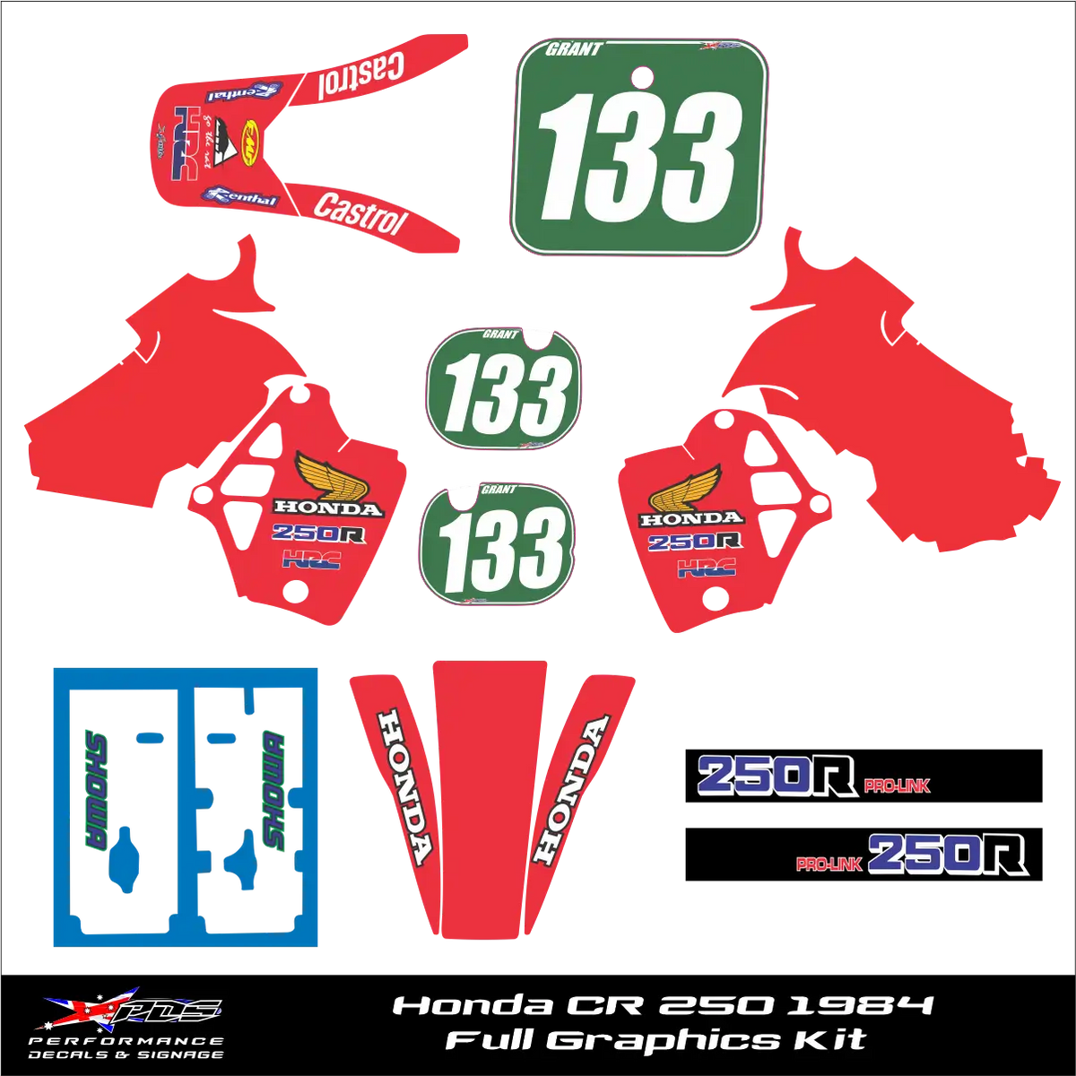 Honda CR250 1984 Full Decal Kit OEM