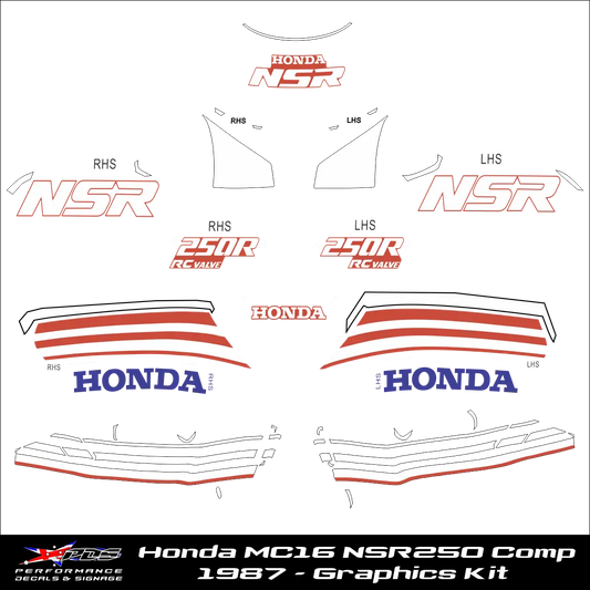 Honda MC16 NSR250 Comp 1987 Graphics Kit