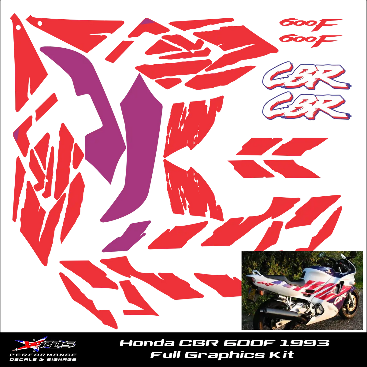 Honda CBR 600 1993 Full Graphics Kit