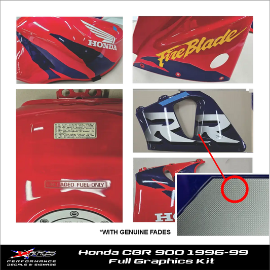 Honda CBR 900 1996-99 Fireblade RR With Fades - Full Decal Kit