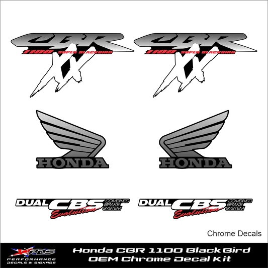 Honda CBR 1100 Black Bird Chrome Decal Kit OEM