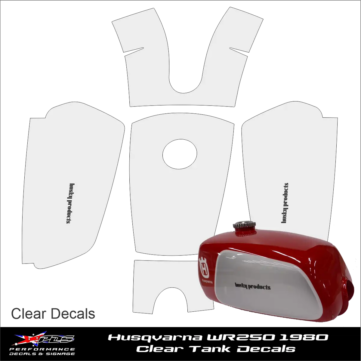 Husqvarna WR250 1980 Clear Tank Protector Decals