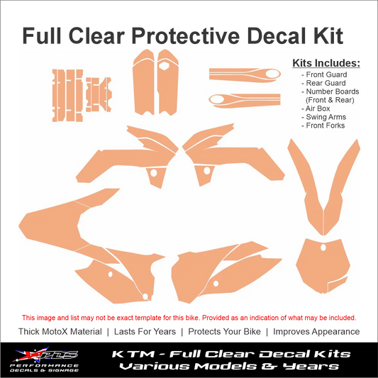 Motorbike Clear Protective Decals KTM