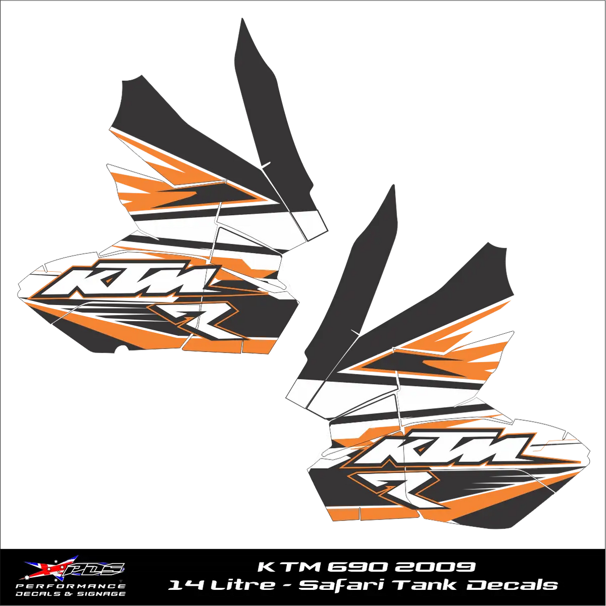 KTM 690 2009 14 Litre Safari Tank Decals