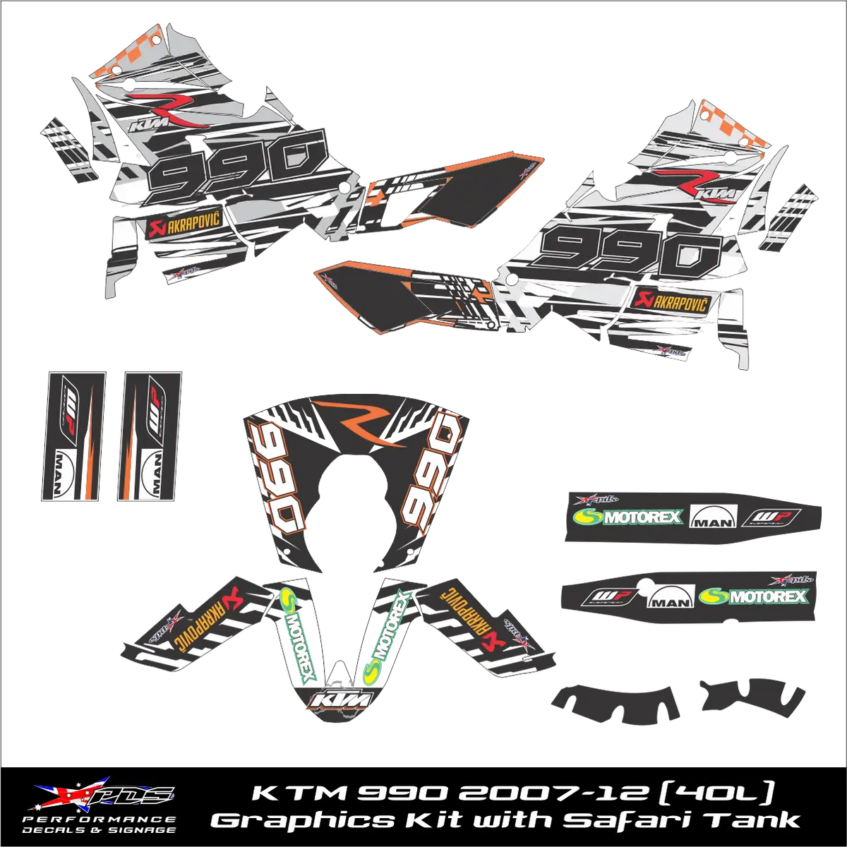 KTM 990 2007-12 Safari Tank (40L) with Graphics Kit
