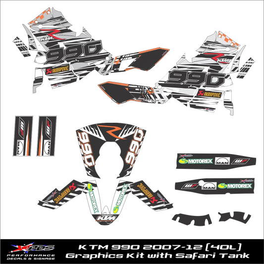 KTM 990 2007-12 Safari Tank (40L) with Graphics Kit