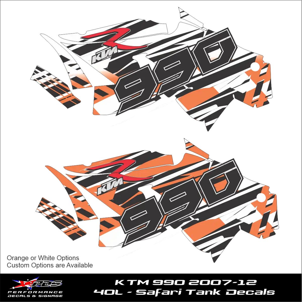 KTM 990 2007-12 40L Safari Fuel Tank Decals